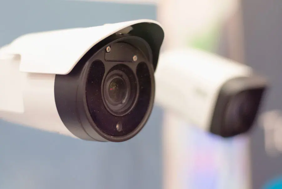 Close-up of a Home security CCTV camera for property safety