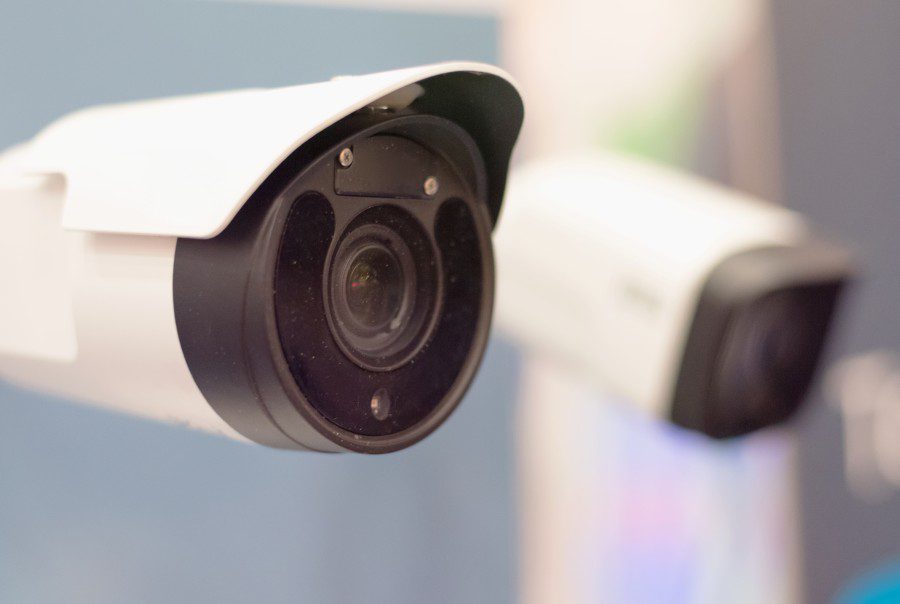 Close-up of a Home security CCTV camera for property safety
